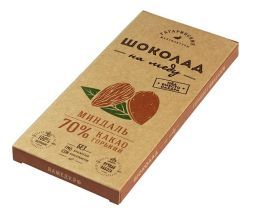 Горький шоколад на меду с миндалем 70 % Гагаринские мануфактуры (45 г)